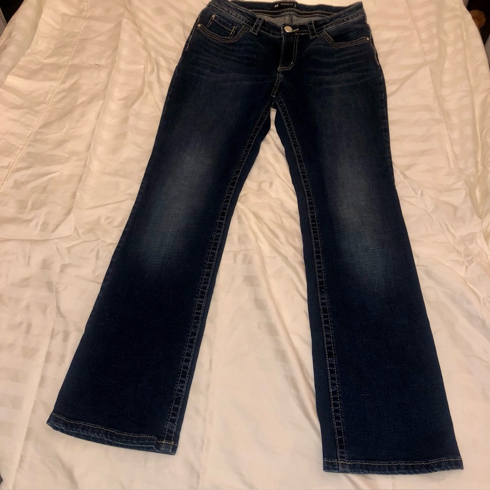Lee Dark Blue Midrise Flare Women's Jeans